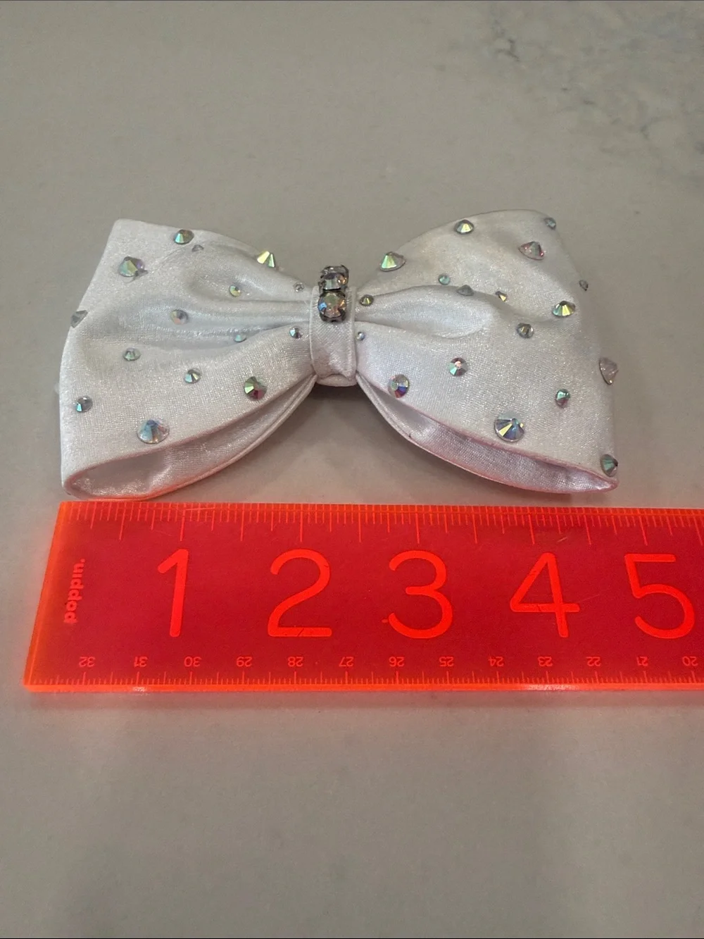 White Iridescent Crystal Bow Hair Clip by Bows of London